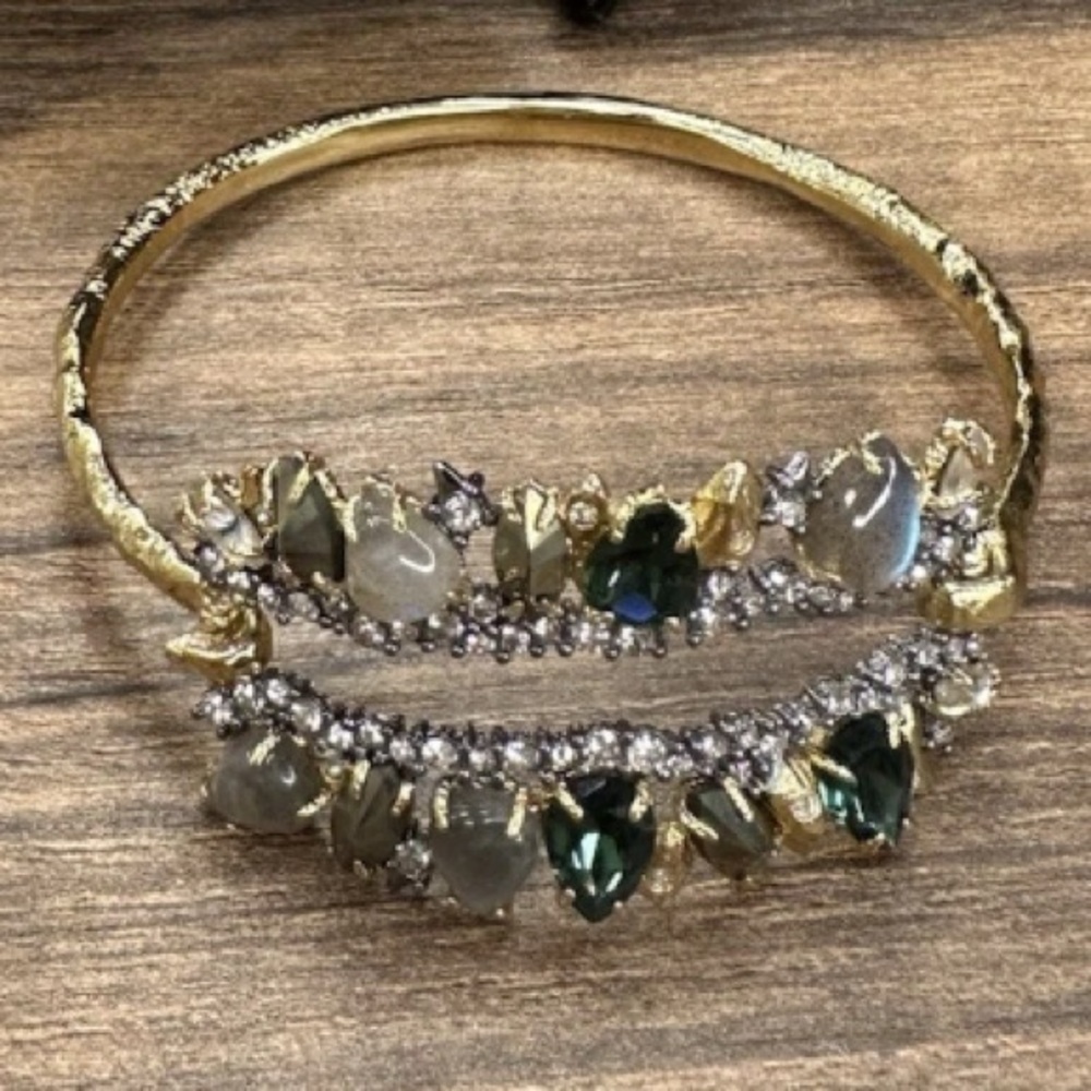 Alexis Bittar Multicolor Swarovski Crystal Bracelet in gold tone setting - Picture 2 of 11